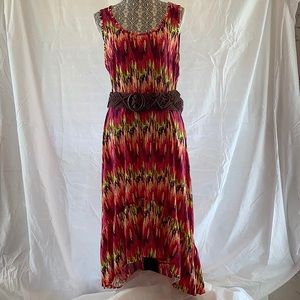 Belted hi lo dress